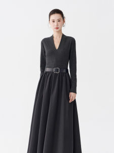 Design V-Neck Slim Waist Long Sleeve Dress