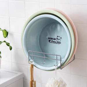 Bathroom Wall Mounted Basin Holder No Drilling Required Storage Rack Modern Simple Design Bamboo Material Rotatable Feature