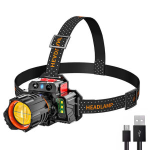 VTTO P50ไฟหน้าเหนี่ยวนำไฟหน้าอัพเกรดซังไฟหน้า LED ไฟหน้าหมุนซูมได้ไฟฉายแสงทำงาน USB ชาร์จไฟฉุกเฉินหัวติดตั้งโคมไฟสำหรับกลางแจ้งวิ่งตกปลาเดินป่า