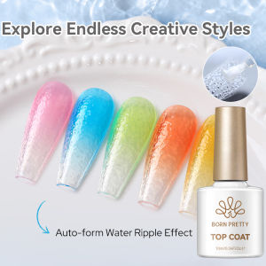 BORN PRETTY No Wipe Water Ripple Top Coat Gel Auto-Forming Wave Texture Compatible with Multi Base Manicure DIY Home Salon Use