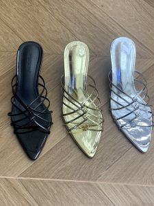 French Style Pointed Toe Elegant Strap Wedge Heel Sandal