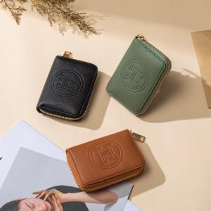 2025 New Womens Compact Luxury High Capacity Multi-Card Slot Bank Card Holder ID Document Wallet Leather Zipper Closure