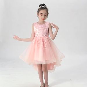 White Pink Summer Girls Dress New Design Tail Evening Bridesmaid Wedding Casual Elegant New Year Princess Children Party Dress for 3 4 5 6 7 8 9 10 11 12 years old