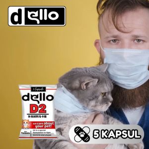 Obat Virus Flu Kucing D2 Kapsul Panlue Virus Herpes Flu Sariawan Muntah Batuk Diare Percernaan Anabul Anda DELLO FOR CAT