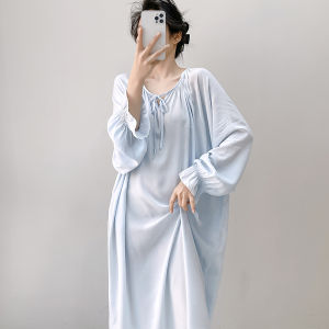 Elegant Butterfly Print Cotton Silk Long Sleeve Sleep Dress Womens Spring Autumn New Style plus Size Chinese Style Maxi Dress