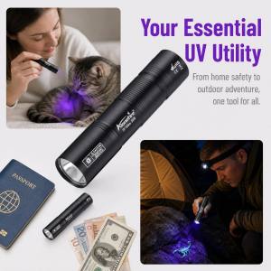 Alonefire | 365nm/395nm UV Flashlight USB Rechargeable Mini Ultraviolet Nail Lamp Torch Pet Urine Cat Tinea Money Ore Marker Detection Light
