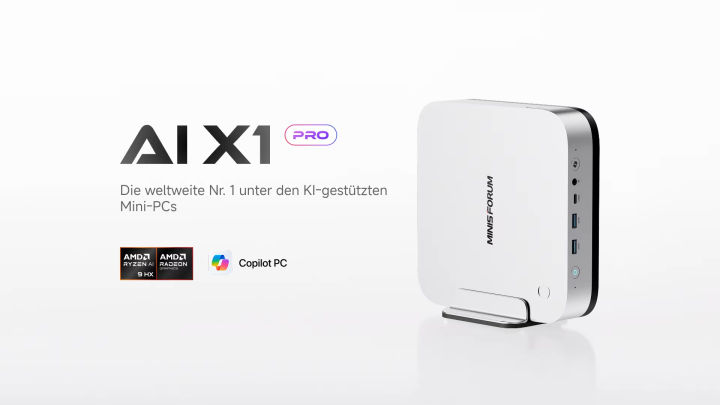 MINISFORUM AI X1 Pro Mini PC AMD Ryzen AI 9 HX 370 (12Cores/24 Threads) AMD Radeon 890M Mini Gaming PC DDR5 96GB 2TB SSD WiFi 7 BT5.4 Dual 2.5G LAN 8K Quad Output Oculink Copilot PC Office PC Gaming