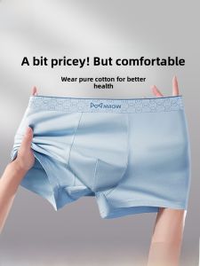 MiiOW | Mens Breathable Pure Cotton Underwear 2025 New Large Size Boxer Shorts Skin-friendly Antibacterial Flat Angle Briefs Summer