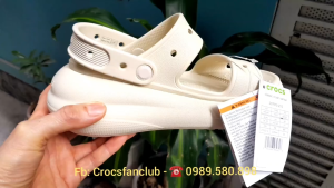CrocsFanClub – TAT20 - Sandal crush trơn mới cho nữ đế 5cm siêu nhẹ size m3-m7 tặng 8 charm