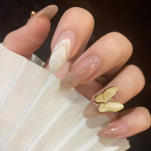 MONLEYTA | Fall Winter Short Nude Color False Nails Wearable Nail Art Stickers Finished Product False Nails Easy To Wear New 2025