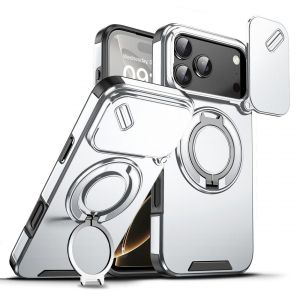 Luxury Flip Lens Protection Shockproof Armor Case for iPhone 18 17 Pro Max 18Pro 360° Holder Surpport Car Mount Adsorption Cover
