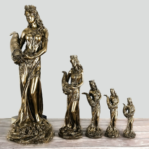Miumiu Vintage Golden Fortuna Statue Blindfolded Ancient Greek Goddess of Fortune Sculpture Lucky Home Ornaments Decorations