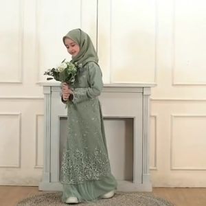 GAMIS ANAK MAXI NAFSI 9-14 TAHUN DRESS LEBARAN MEWAH KONDANGAN