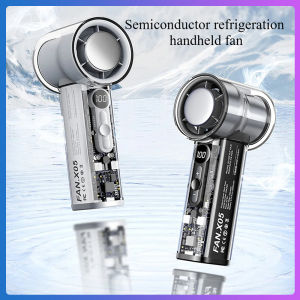 Tiaoxilife Semiconductor Refrigeration Handheld Fan 100 Levels of Wind Speed High-speed Turbine Fan 5000mAh USB Rechargeable Portable Fan LED Digital Display mini Fan