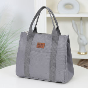 Túi Đựng Đồ Ăn Trưa Có Sức Chứa Lớn Màu Trơn Túi Xách Tay Có Dây Kéo Bên Trong Bằng Giấy Bạc Để Đựng Đồ Ăn Tiện Ích Cho Trường Học