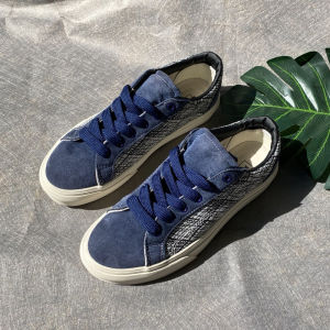 Summer 2025 New Mens Low Top Canvas Shoes Couple Match Casual High And Low Help Patchwork Shoes Retro Blue Durable Rubber Sole