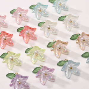 2/10 Pcs 16x17mm Acrylic Colorful Lily Flower Beads Pendants for Jewelry Making DIY Bracelet Necklace Earrings Materials