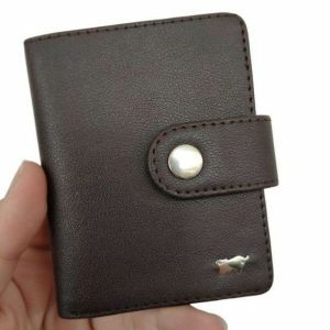 Dompet kartu album kulit polos Tutup kancing 18 Slot Case ATM KTP SIM Logam Mulia Credit Card