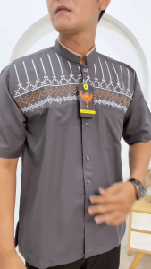 SKN Baju Muslim Pria Motif Bordir ZIGRA Lengan Pendek M L XL XXL Jumbo Atasan Koko Premium Katun Terbaru 2025 Hitam Putih Navy Kurta Coksu Marun