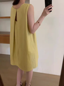 Summer New Arrival Small Tall Straight-leg Vest Dress Womens Loose Slimming Scheming Open Back Sleeveless Skirt