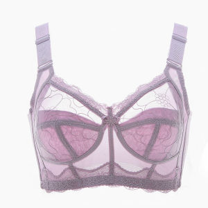 Wireless Bra Large Chest Small Appearance Thin Full Cup Ultra-Thin Chest Small Underwear Women Summer Gathered Anti-Sagging Bra