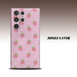 Pink Strawberry Dot For Samsung Galaxy S26 S25 S24 A56 A36 Dual Layer Luxury Fashion Full Lens Protective Case