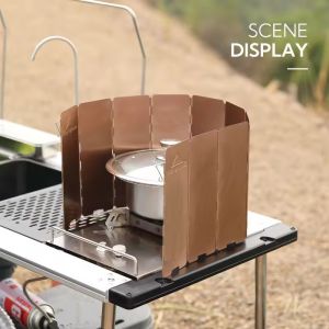 CAMPINGMOON Workmanship folding 10 Aluminum Plates Camping Cooker Wind Shield gas cover camping gas stove windshield for Stove