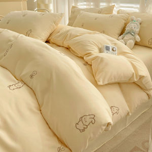 Non-Full Cotton Pure Cotton Washed Bedding Set Student Dormitory Single Bed Quilt Cover Sheet Three-Piece Set Simple Ins Style