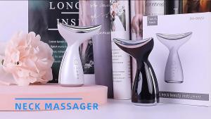 Anti Aging Ems Face Neck Lifting Color Light Treatment Home Use Beauty Equipment Neck Massager with Hot Compress