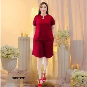 setelan baju tidur piyama motif polos kancing