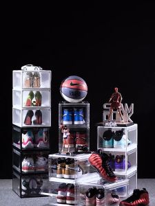 Acrylic Magnetic Suction Shoe Box Storage Box Transparent AJ High heel Shoe Box Collection Display Shoe Cabinet