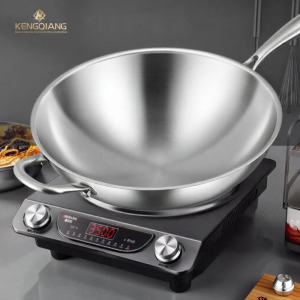 Concave Electromagnetic Stove Dedicated Stainless Steel Wok 316 Grade Food Safe No Coating
