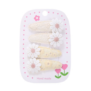 4Pcs/Set Cute Daisy Snap Hair Clips Princess Girls Hairpins Embroidery Plaid Hairgrips Kids Cute Ins Barrettes Hair Accessories