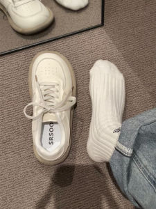 Fashionable Versatile Retro White Sneakers Womens 2025 New Spring Lightweight Trendy Sport Casual Single Shoes Korean Style PU Material