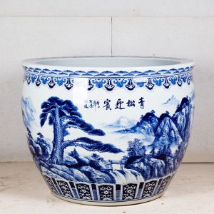 Large Ceramic Fish Tank with Lotus Flower Design for Outdoor Courtyard Aquarium Koi Cylinder Upper Filtration by Shuangli