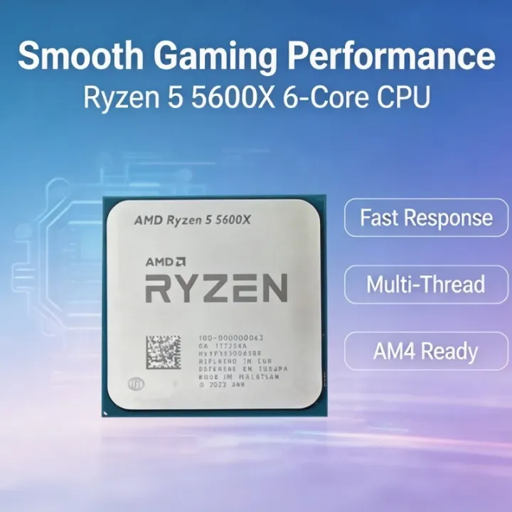AMD | Ryzen 5 5600X Desktop CPU For AM4 Mainboard 6‑Core 12‑Thread 4.6GHz Boost 65W TDP Tray Without cooler