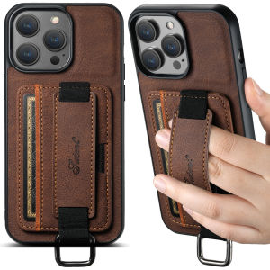 SUTENI Luxury Leather Card Holder Phone Case Wrist Strap Wallet for iPhone 17 16 15 14 13 12 11 Pro Plus Max X Xs XR