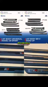 List Lis Body Pintu Samping Side Body Moulding Mobil Universal Tulisan GR SPORT Hitam Doff