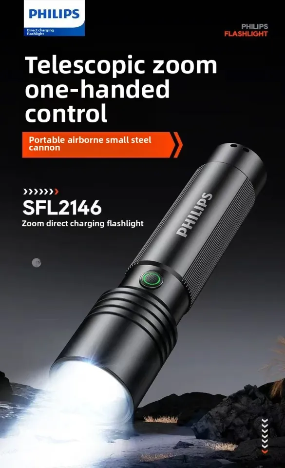 Philips SFL2146 2025 Super Bright Rechargeable Flashlight - Long