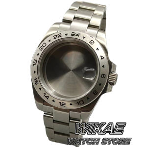 40mm Silver EXP2 GMT Watch Case And Luminous GMT Dial Hand Set Stainless Steel Sapphire Glass Fit NH34 DG3804 Movement Watch