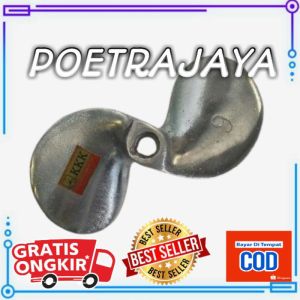 baling kipas propeler perahu almini almunium daun 2 nomer 9 as 3/4