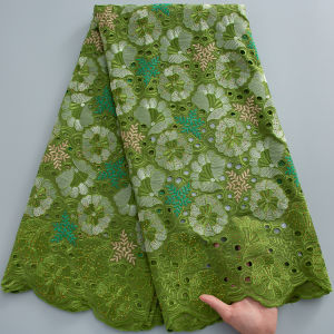 2026 New African Swiss Voile Lace Fabric High Quality Cotton Lace Fabric with Stones for Nigerian Aso Ebi Party Dress