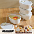 Sheli Ceramic Steamed Egg Soup Bowl with Lid Baby Complementary Food Utensils Home Use Water Separation Slow Cook Pot. 