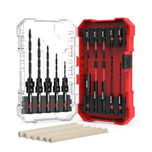 EZARC 24PCS Countersink Drill Bit Set Tapered Drill Bits Counter Sink Drill Bit with 6PCS Wooden Sticks 1/4" Hex for Woodworking