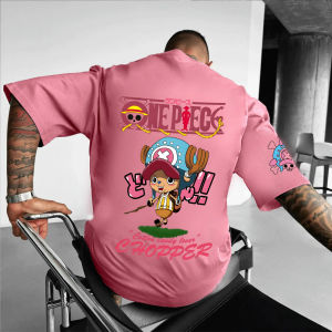 2025 One Piece Luffy Printed Cotton Short-sleeved American Loose Mens and Womens Summer Breathable Sport Round-neck T-shirt