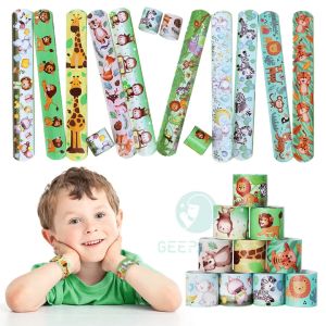 10pcs Animals Clap Circle Wristband Bracelet for Jungle Safari Birthday Party Decorations