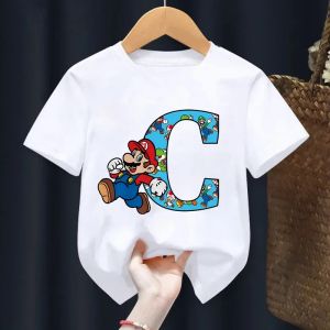 Bandai | New 2026 Kawaii Cartoon Figure Printed T-Shirt for Boys Short Sleeved Letter Name Combination Kids Top Childrens Clothing