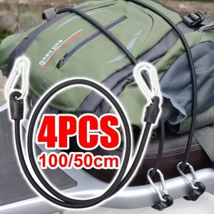 4PCS Motorcycle Helmet Strap Strechable Bungee Cord With Hook Versatile Elastic Rubber Rope Cycling Motorcycle Luggage Binding Ropes for Camping Accessories