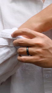 Racabel Fracture Ring - Cincin Tungsten Hitam Pria Anti Karat