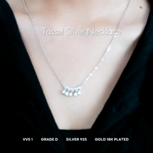 Lore Jewellery  - Kalung Moissanite Lapis Emas 18K -  Tassel Moissanite Necklace 0.14 Carat [After Sales Warranty]
